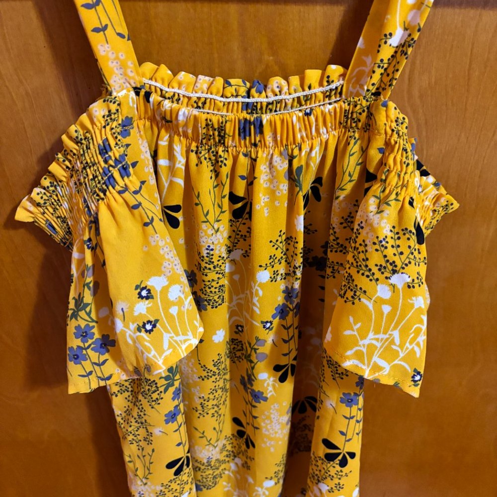 Sienna Sky Off the shoulder yellow flower blouse XS - Picture 11 of 13